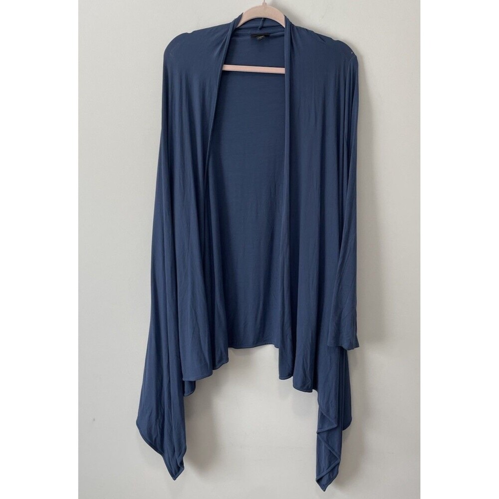 J Jill Sweater Womens XL Blue Soft Drapey Waterfall Open Cardigan Wearever Flaw